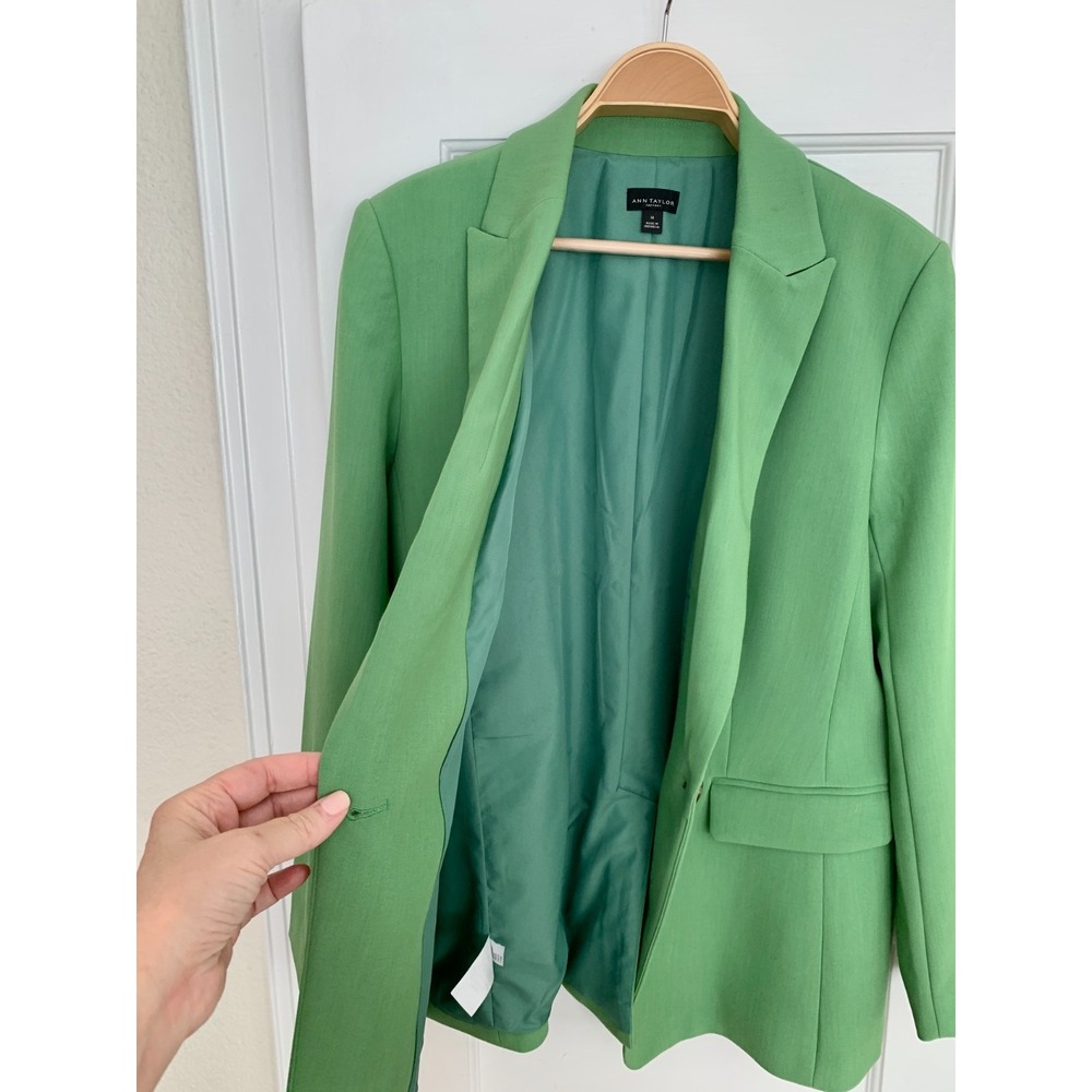 Ann Taylor Women's One-Button Blazer – Size 14 – Kelly Green - Picture 2 of 7
